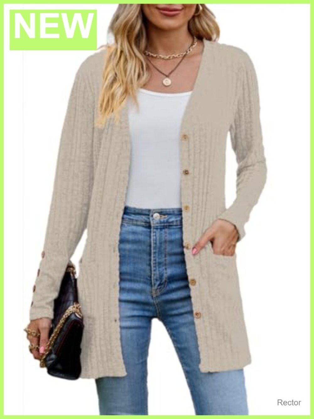 Womens Cardigan Sweater Long Sleeve Lightweight Open Front Button Closure
